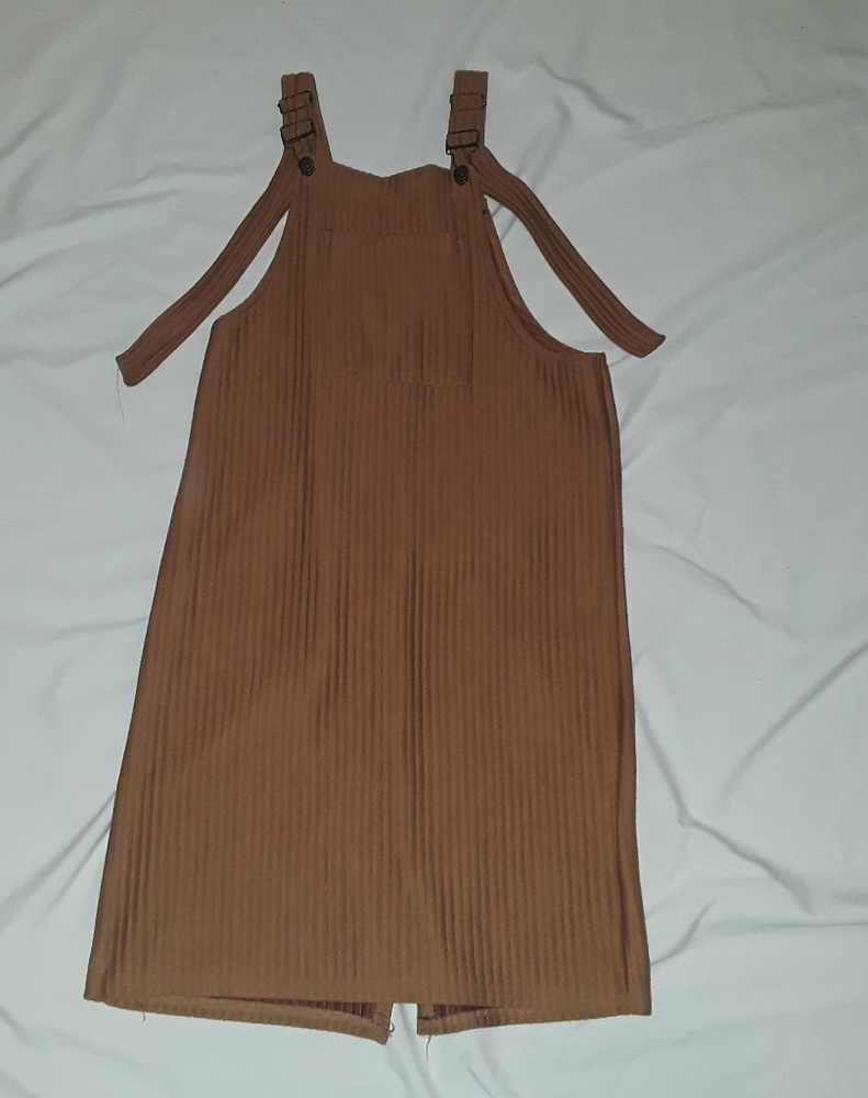 Cute brown khaki overall dress